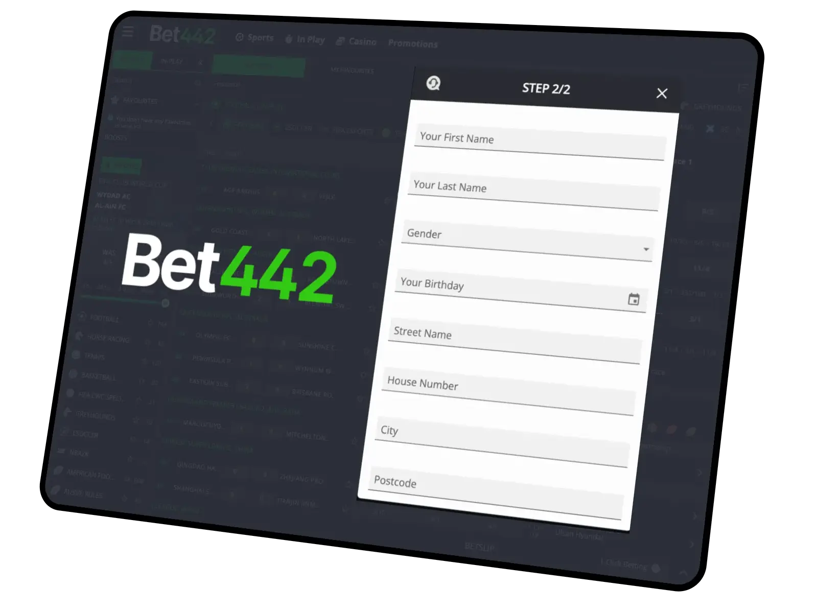 442 Bet Registration form